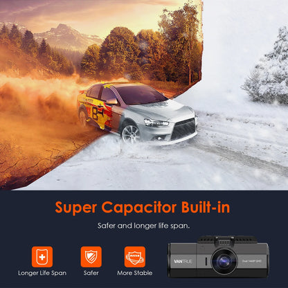 Vantrue Front and Interior (Cabin)1440P+1440P 30FPS Dual Dash Cam for Uber, Single Car Camera Mode up to 4K (2160P) with GPS Mount, WDR, G-sensor, 24/7 Parking Mode, Loop Recording, G-sensor (N2S W��