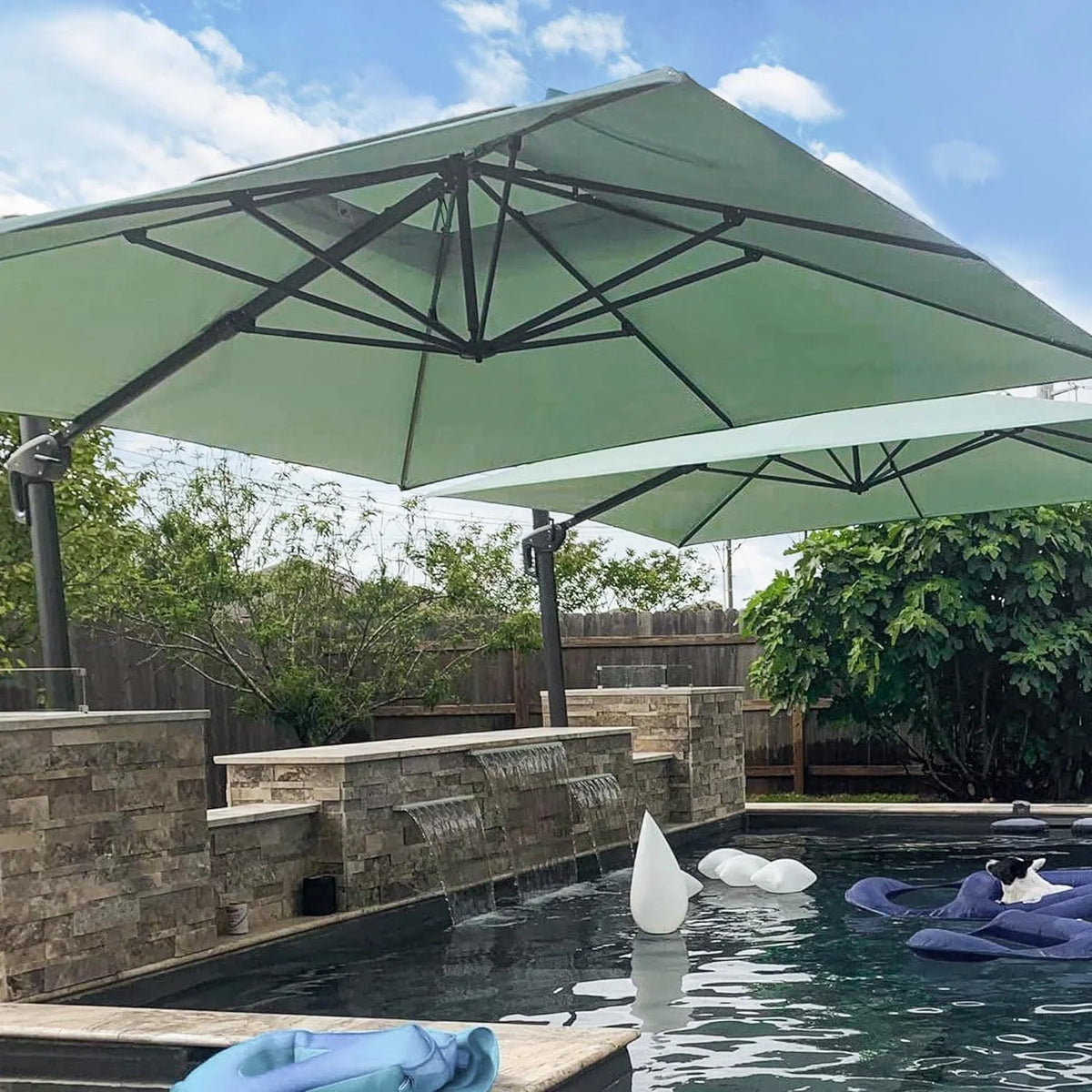 PURPLE LEAF Outdoor Cantilever Umbrella 10' X 13' Rectangle Umbrella Large Patio Umbrella Windproof Heavy Duty Hanging Offset Umbrella for Garden Outdoor Pool, Dark Grey