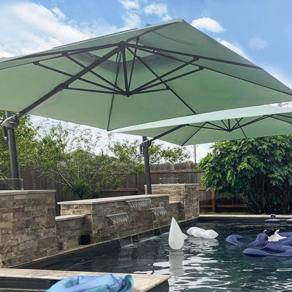 PURPLE LEAF Outdoor Cantilever Umbrella 10' X 13' Rectangle Umbrella Large Patio Umbrella Windproof Heavy Duty Hanging Offset Umbrella for Garden Outdoor Pool, Dark Grey