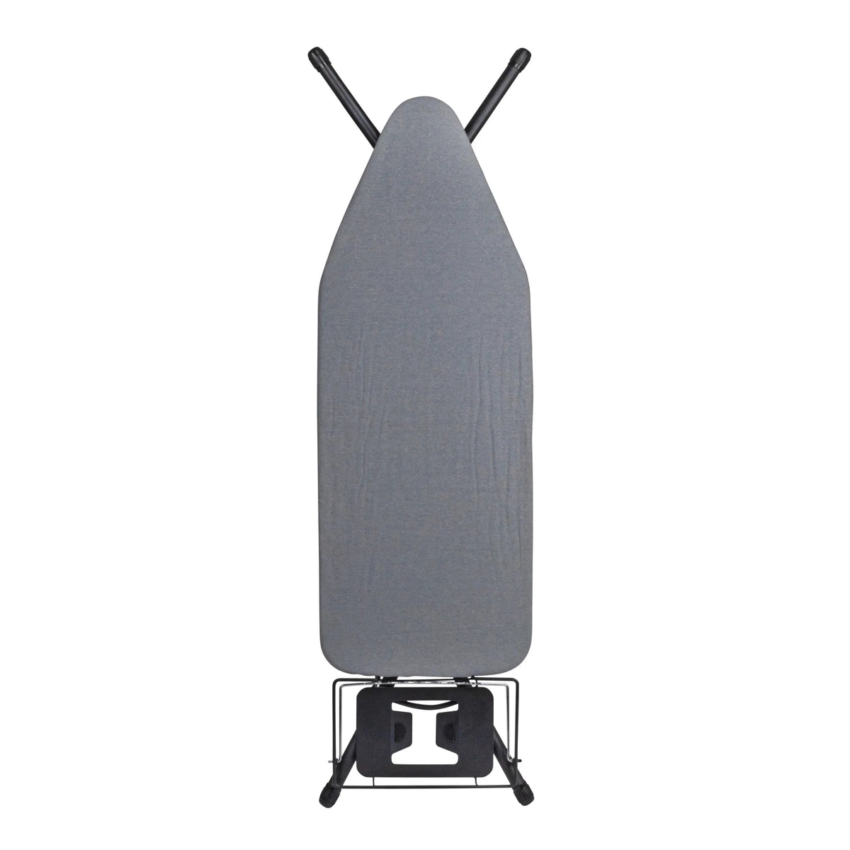 Household Essentials Wide Mega Ironing Board 4-Leg, Steel Top Pressing Station, Heat-Resistant Fiber Pad and Cotton Cover, Includes Sleeve Board and Iron Rest with Hanger Bar, Silver Frame