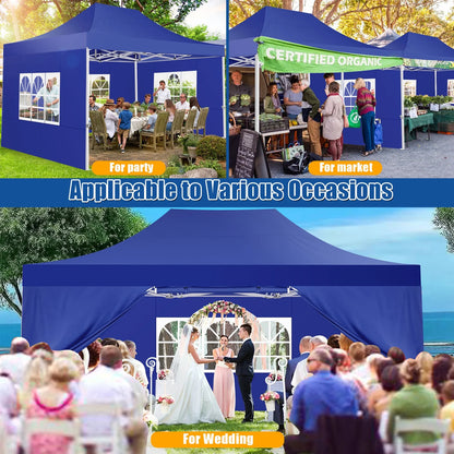 Hoteel 10x15 Heavy Duty Canopy Tent with 4 Sidewalls,Pop up Canopy for Parties Wedding,Commercial Easy up Gazebo with Roller Bag,UV 50+ &,Black