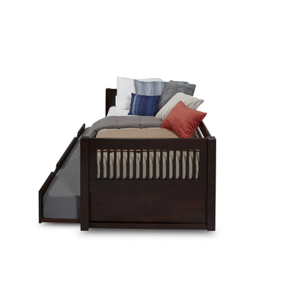 Camaflexi Wooden Daybed with Trundle, Mission Style with Removable Front and Rear Guard Rails, Twin, White