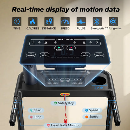 MERACH 2.5HP Folding Treadmill with Incline, Fitness Treadmill for Home with APP, 0.8-7.5MPH, LED Display