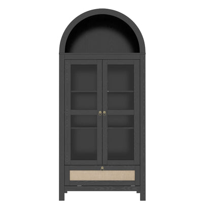 LAZZO 73-Inch Tall Arched Kitchen Pantry Storage Cabinet, 2 Doors, Brown