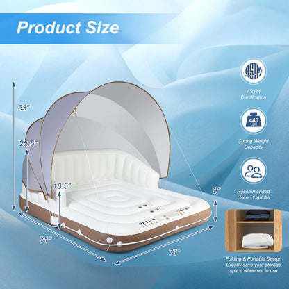 Costway Canopy Inflatable Pool Float Lounge Swimming Raft