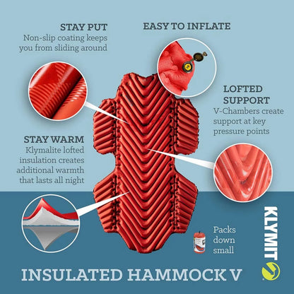 Klymit Insulated Hammock V Sleeping Pad, Inflatable Lightweight 4 Season Camping Air Mattress