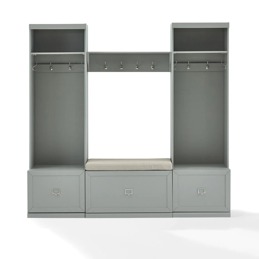 Crosley Furniture Harper 4Pc Entryway Set White - Bench, Shelf, & 2 Hall Trees