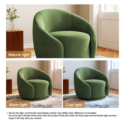 360�� Swivel Accent Chair for Living Room, Boucle Barrel Armchair Single Sofa Chair Reading Chair, Sage Green
