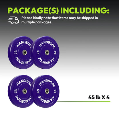 HANDBODE Bumper Plates Olympic Weight Plates, Colored Rubber plate for Weight Lifting and Strength Training 140LB