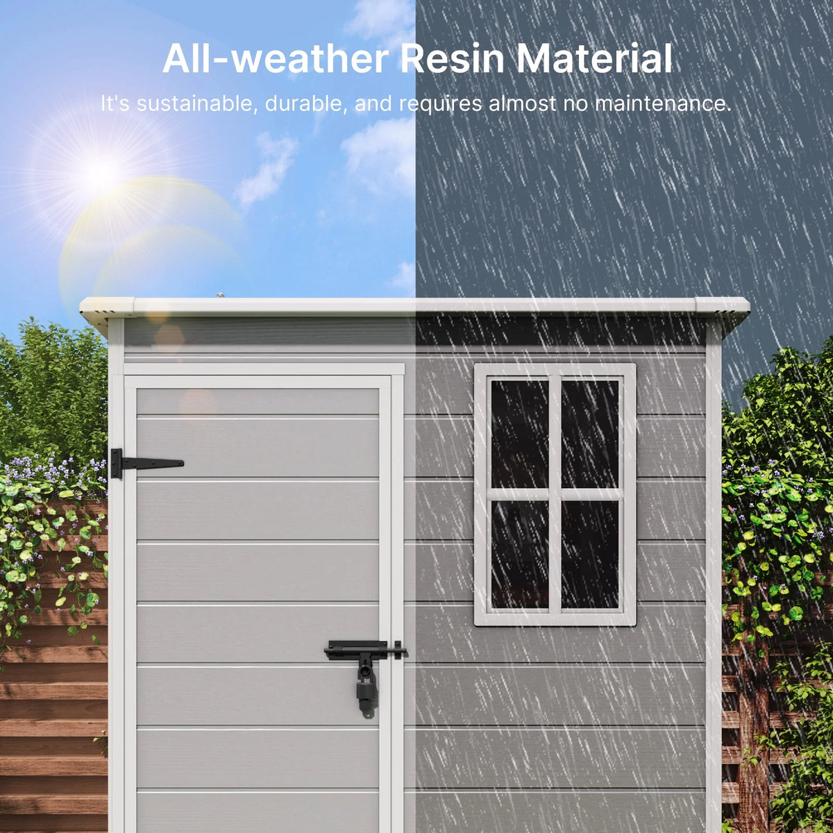 5' x 3' Outdoor Storage Shed, Lofka Resin Outdoor Storage Cabinet with Double Lockable Doors, Waterproof Tool Shed, Gray