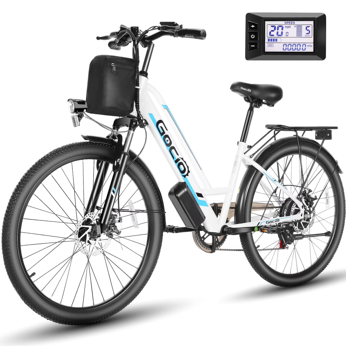 Gocio 26" Electric Bike for Adults, 500W Electric Cruiser Bike, 48V/7.8Ah Removable Battery, 7 Speed, City Commuting E-bike, UL2849