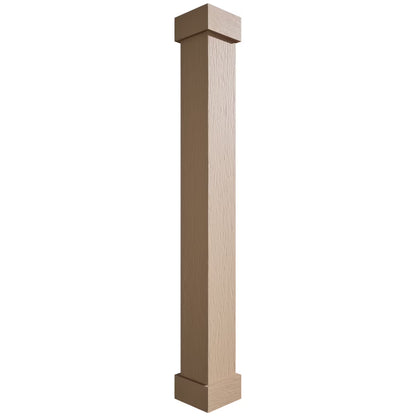 Ekena Millwork 18"W x 5'H Hand Hewn Endurathane Faux Wood Non-Tapered Square Column Wrap with Standard Capital & Base