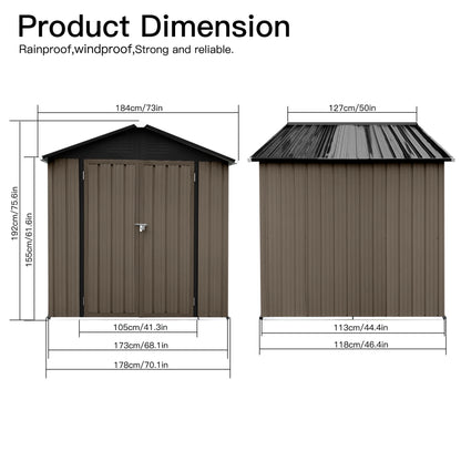 Outdoor Storage Garden Sheds 6FTx4FT Apex Roof Lockable Doors for Backyard White+Yellow