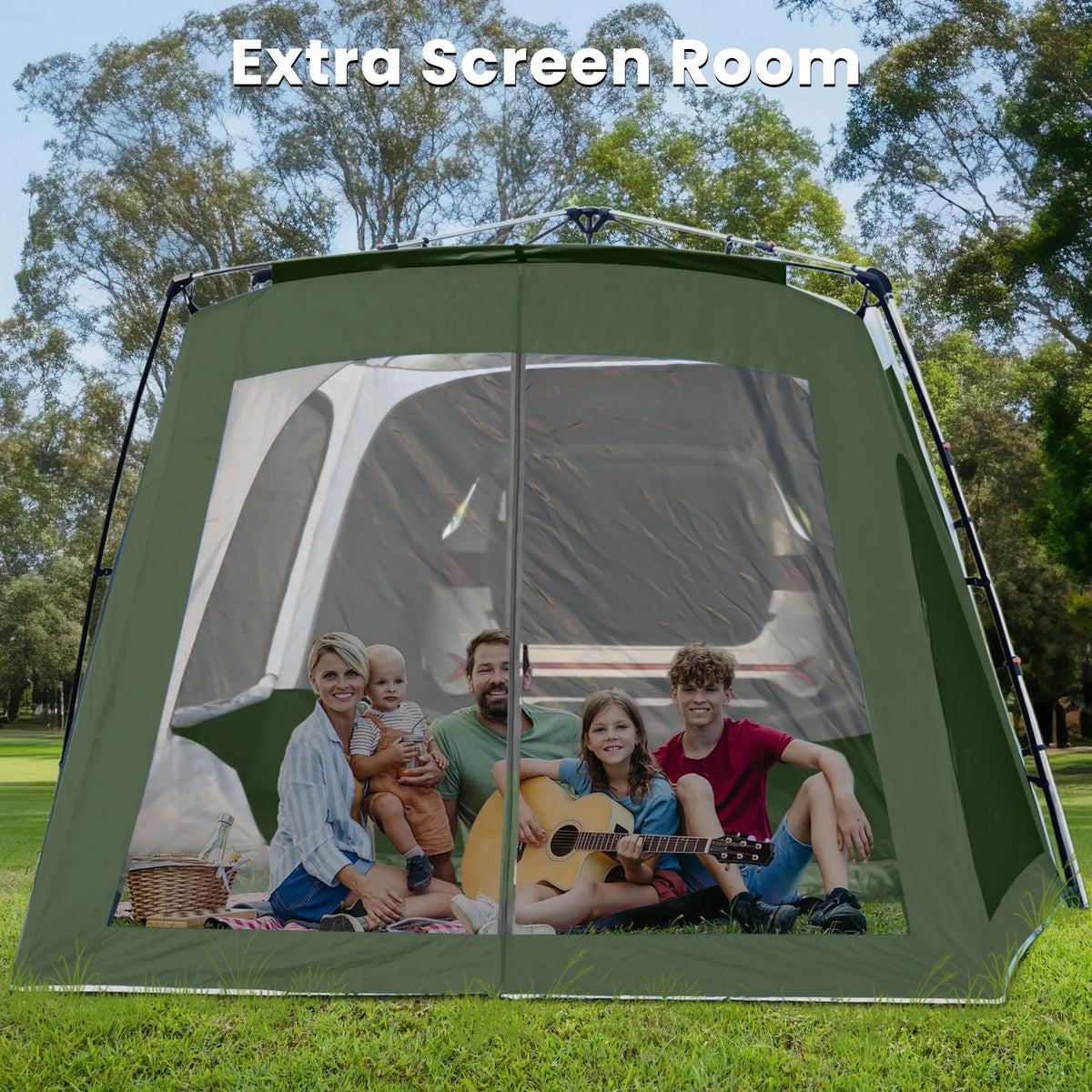 MOPHOTO SUV Tents for Camping 4 People, PU 3000mm Waterproof SUV Tent Attachment Tailgate Tent for Car Jeep Van, Spacious Space 8.2'L x 8.2'W x 7.2'H with 2 Awnings & Double Door