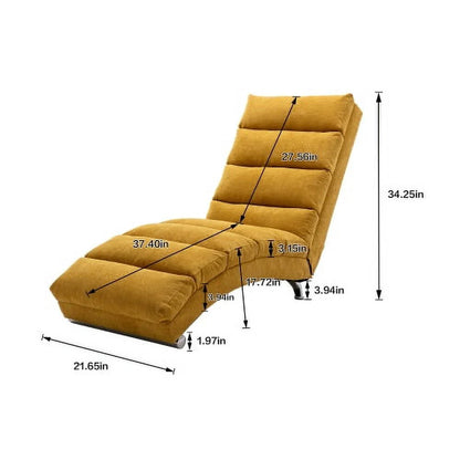 Electric Massage Chaise Lounge Chair, Upholstered Modern Recliner, Indoor Long Lounger for Bedroom, Living Room, Office, Mustard