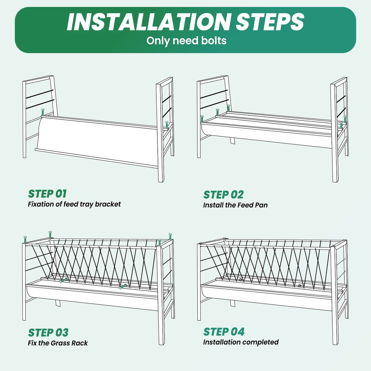 Stainless Steel Livestock Feed Stand, 2-in-1 Hay Water Trough, Heavy-Duty Joints, Ranch Durability