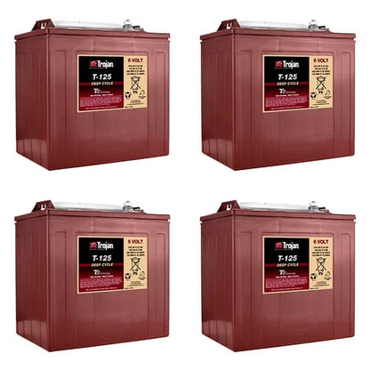 Trojan T-125 240Ah, 6V Deep Cycle Battery - 4 Pack