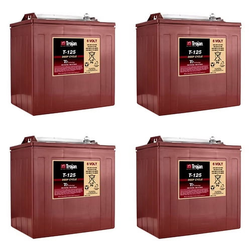 Trojan T-125 240Ah, 6V Deep Cycle Battery - 4 Pack