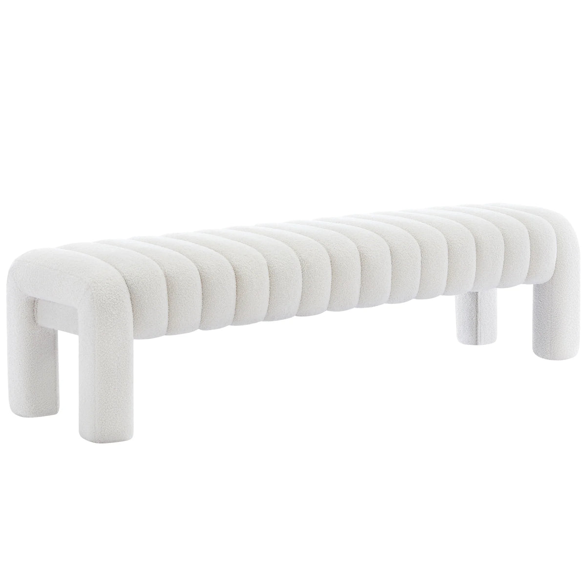 Zesthouse 63�� End of Bed Bench, Linen Tufted Upholstered Ottoman Bench with Padded Seat and Solid Wood Leg, Modern Entryway Bench for Bedroom, Living Room, Beige