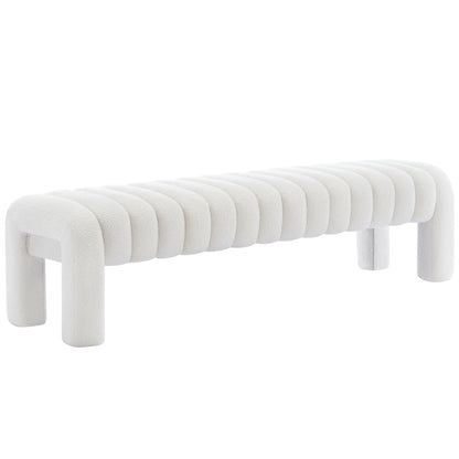Zesthouse 63�� End of Bed Bench, Linen Tufted Upholstered Ottoman Bench with Padded Seat and Solid Wood Leg, Modern Entryway Bench for Bedroom, Living Room, Beige