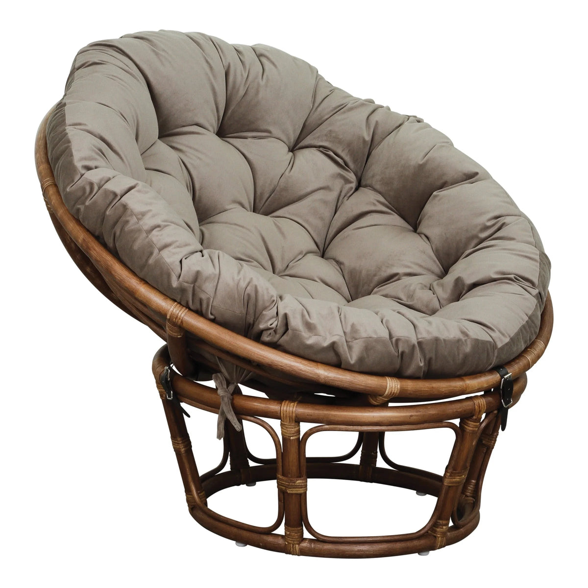 OSP Home Furnishings Specialty Seating Series Papasan Chair, Brown Rattan Frame with Green Round Pillow Cushion