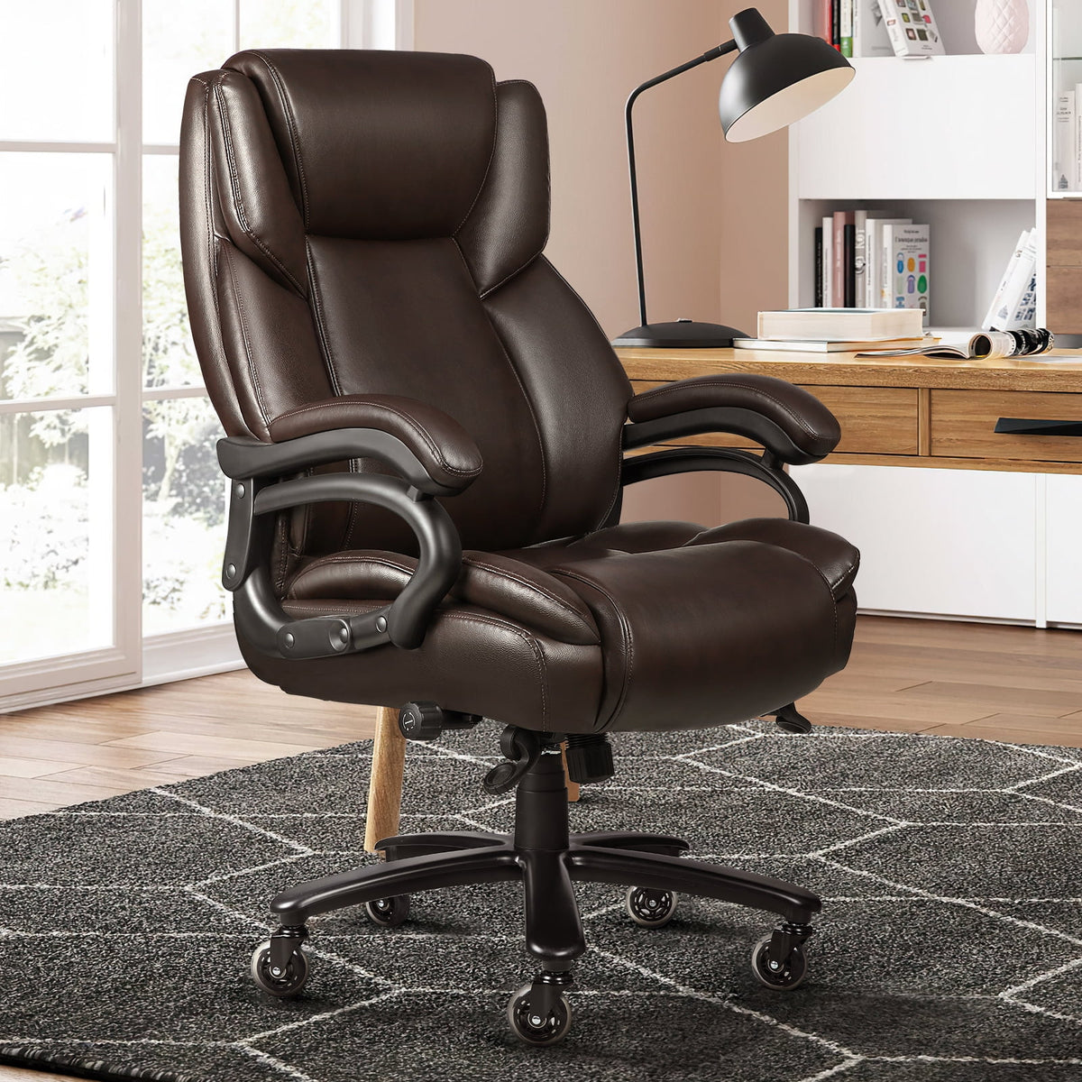 Waleaf Heavy Duty Big and Tall Office Chair 500lbs with Adjustable Lumbar Support,High Back Office Chair for Adults