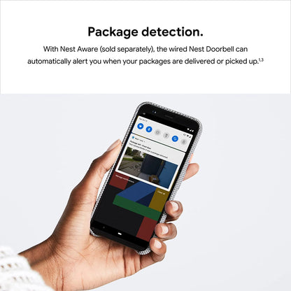 Google Nest Doorbell (Wired) Smart Wi-Fi Video Doorbell with 24/7 Cloud Recording and Video History (Requires Nest Aware)