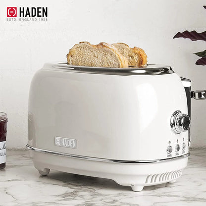 Haden Heritage 1.7 Liter Electric Kettle with 2 Slice Bread Toaster, White