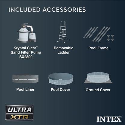 Intex Ultra Frame 26' x 52" Round Above Ground Outdoor Swimming Pool Set