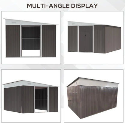 Outsunny 4.6' x 9' Metal Outdoor Storage Shed, Garden Utility Tool House with Double Lockable Doors for Backyard, Patio, Lawn, Garage, White