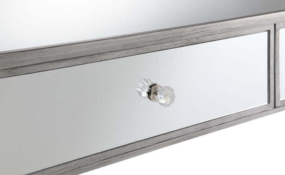 Convenience Concepts Gold Coast 30″ Mirrored 2 Drawer Console Table. Antique Silver/Mirror. All Ages