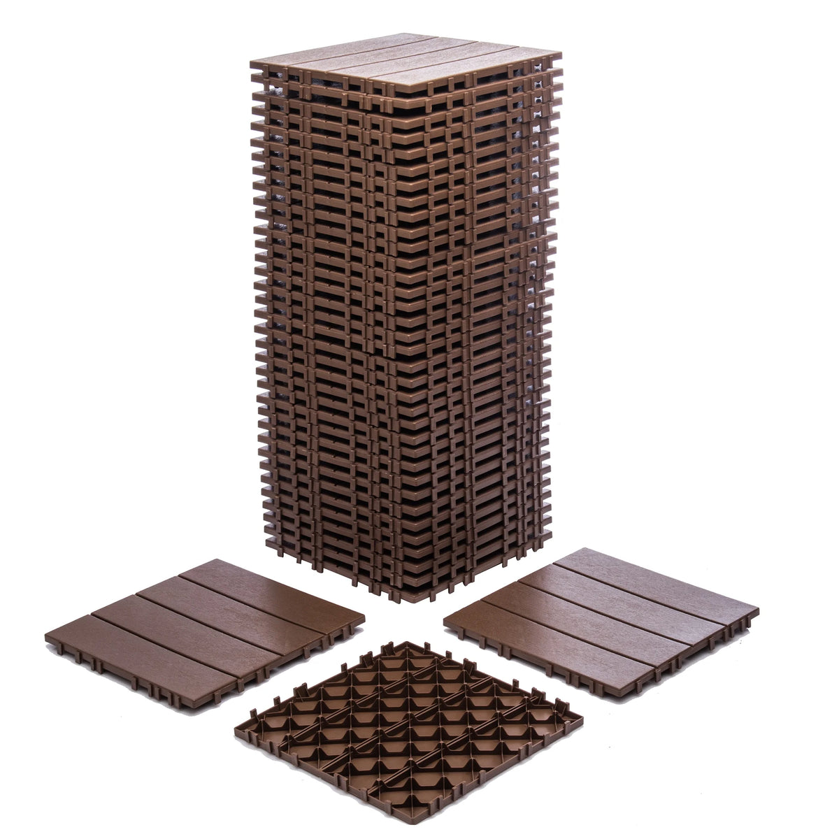 76-Pack 11.42"x11.42" Plastic Interlocking Deck Tiles - 68.80 Sq.Ft Outdoor Plastic Flooring Super Durable & Waterproof All-Weather Indoor/Outdoor Use Eco-Friendly Non-Toxic Material