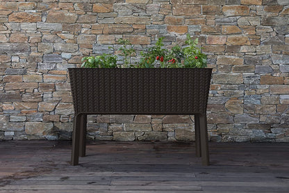 Keter Splendor 31.7 Gallon Raised Garden Bed with Self Watering and Drainage, Grey