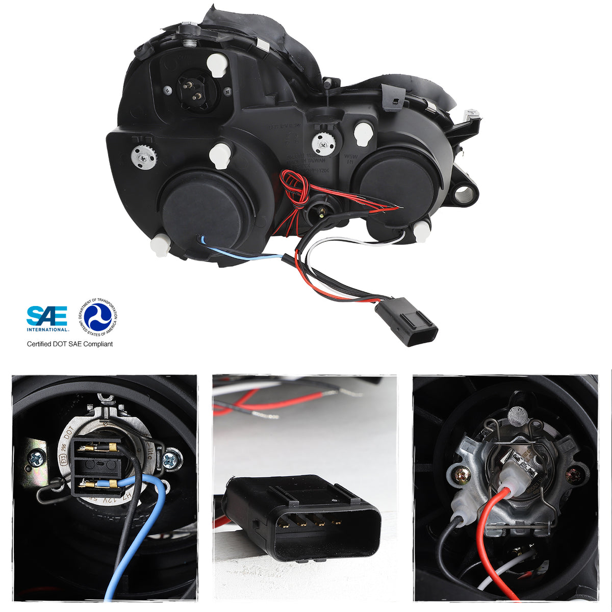 AKKON - For 98-02 Mercedes Benz W208 CLK-Class 320 430 55 AMG Chrome LED Dual Halo Ring Halogen Type Projector Headlights Pair