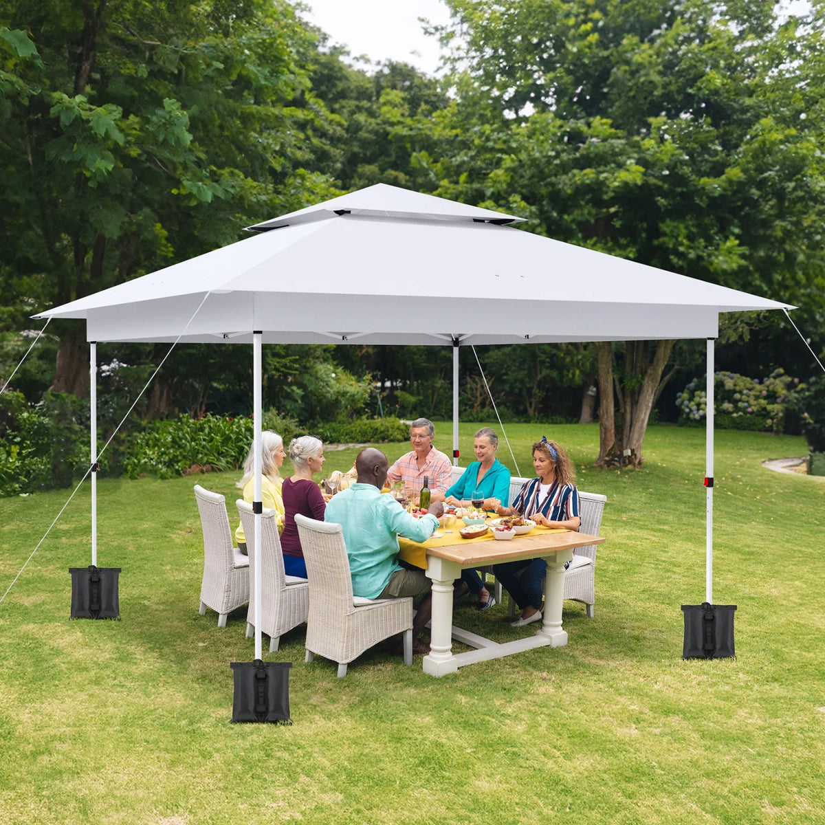 Pirecart 12' x 12' Pop-up Canopy Tent Waterproof Outdoor Gazebo Shelter with Wheeled Bag, Instand Canopy , White