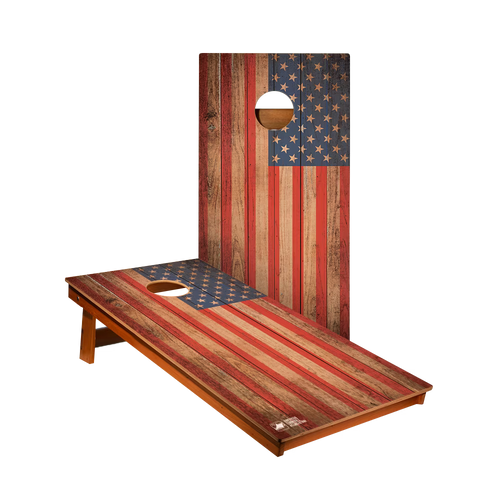 2x4 American Cornhole Association Backyard 2400 Distressed Wood Flag Recreational Cornhole Boards