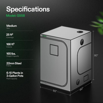 VIVOSUN G336 36"x36"x72" Grow Tent, 3x3 FT Advanced Gray Mylar Tent with 19mm Poles, Observation Window and Floor Tray for Hydroponic Plants for VS2000/VS3000