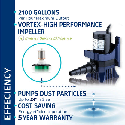 Alpine Corporation 2100 GPH Cyclone Pond Pump Submersible