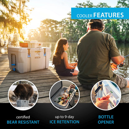 Lifetime 77 qt Bear-Resistant Camping Cooler, Premium High Performance, Ice Retention, Hard Cooler, 96 Can Capacity, Light Gray (90903)