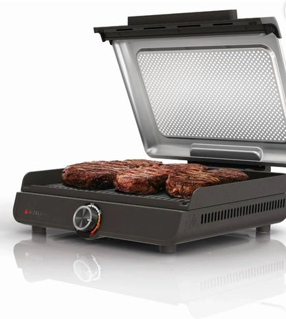 Ninja Sizzle Indoor Grill, 500��F High Heat Kitchen Grill with Nonstick 14 Inch Plate, Low-Smoke Technology, Edge-to-Edge Heating, Family-Sized Capacity, Countertop Cooking Tool (GR100)