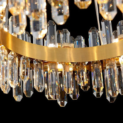 Posiosa Gold Modern Oval Crystal Chandelier, 16-Lights Luxury Chandeliers Modern 2-Tiers K9 Crystal Chandelier Pendant, Light Fixture G9 Lights for Dining Living Room Entryway Kitchen Dia 23 inch