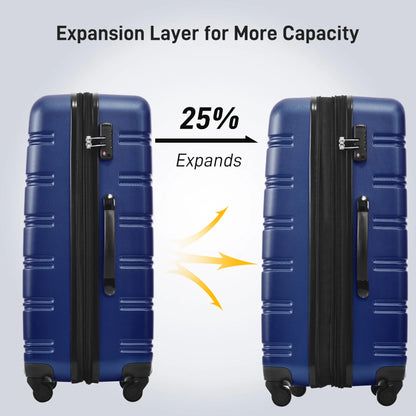 3 Piece ABS Luggage Set, Luggage with Spinner Wheel & TSA  20/24/28 inch, Purple
