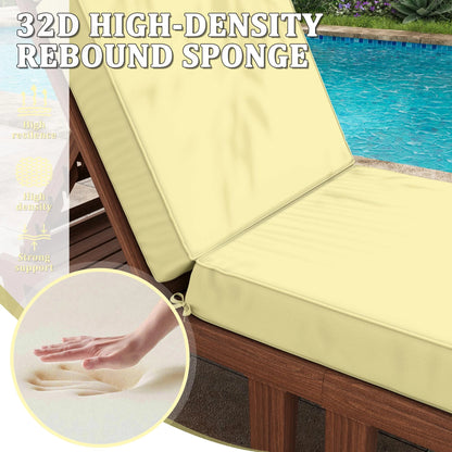 Kimunuk Outdoor Chaise Lounge Cushions set of 2, 80" x 26" x 4" Waterproof Pool Beach Recliner Replacement Cushions with Ties, Navy