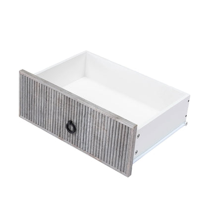 Homhougo White Dresser for Bedroom 6 Drawer, Wood Organizer Storage Cabinet with Gray Strip Drawer Door, Chest of Drawers for Closet, Living Room, Hallway, Nursery, Kids Bedroom