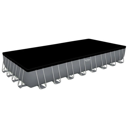 Bestway Power Steel Rectangular Metal Frame Above Ground Pool Set, Grey