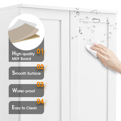 22'' Double Door Storage Cabinet with Adjustable Shelves, High Quality Bathroom Cabinet with  MDF Material, for Living room, Bathroom, Black