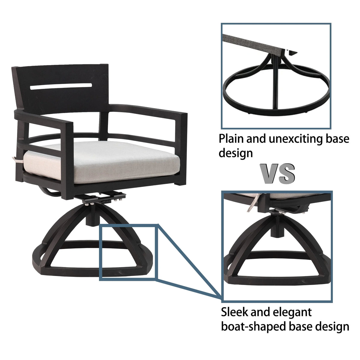 Outdoor Patio K/D Aluminum Stationary Dining Chairs 2PCS with Outdoor-grade Sunbrella Fabric Cushions, Branch-Like Backrest ,FSC-Certified Wood Armrests, Bourbon Brown