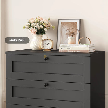 Homfa 5 Drawer White Bedroom Dresser, Modern Vertical Dresser Drawers Wood Organizer for Living Room Entryway Small Spaces