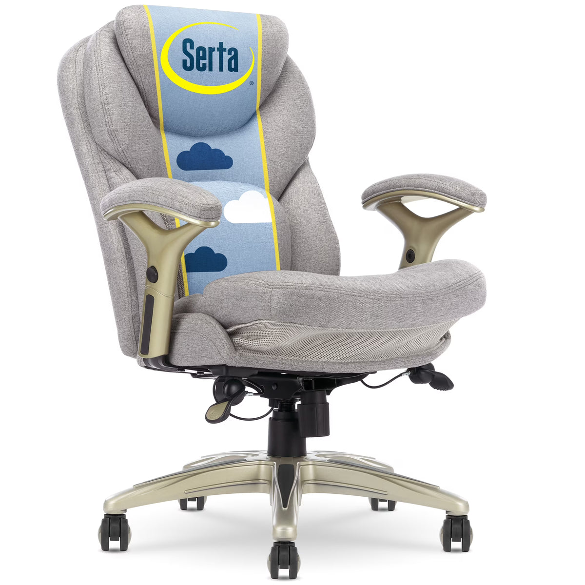 Serta Back in Motion Technology Fabric Executive Office Chair, Light Gray