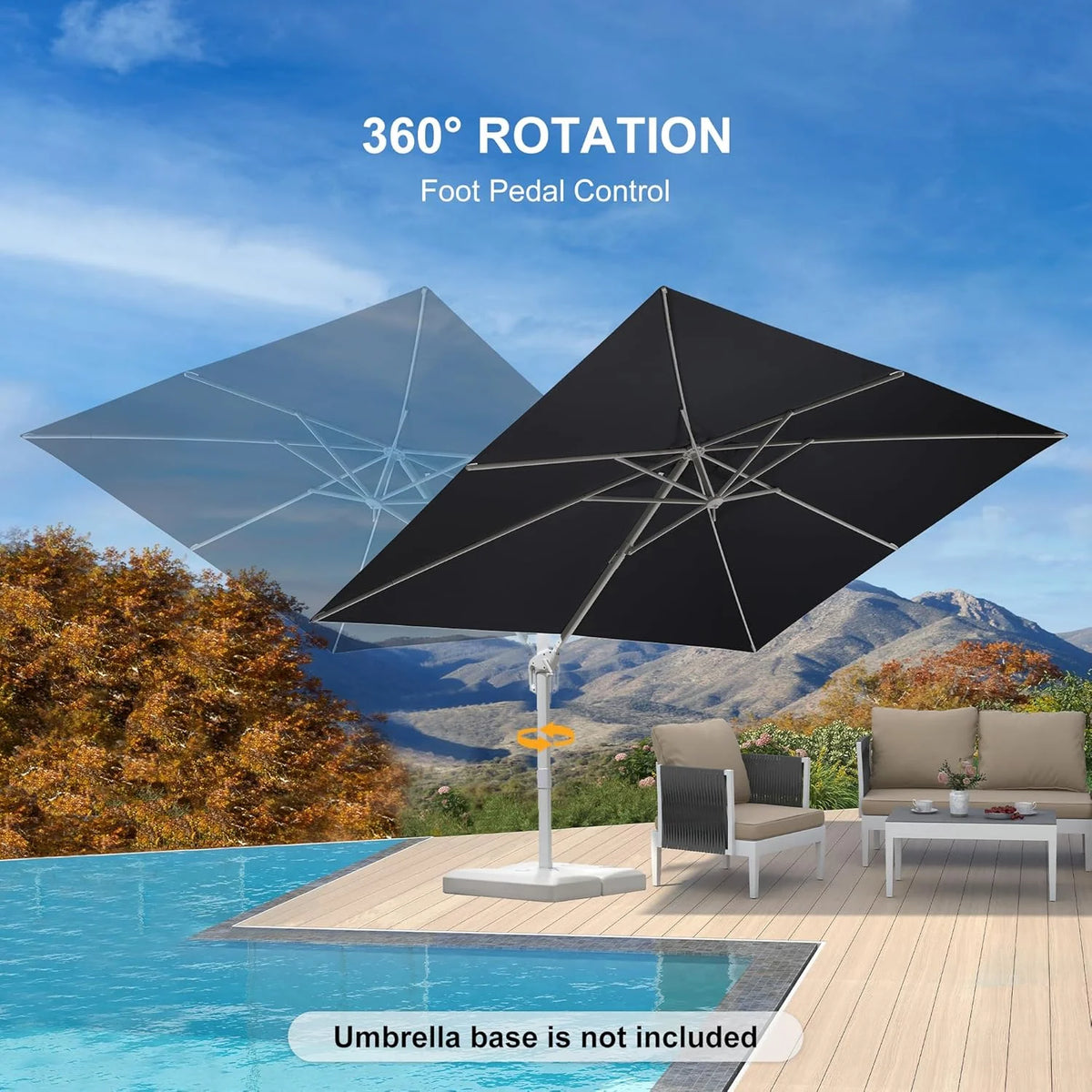 PURPLE LEAF 9 �� 11.5 FT Patio Umbrella White Cantilever Offset Umbrella Rectangle Outdoor Umbrella with 360�� Rotation for Garden Deck Pool, Beige